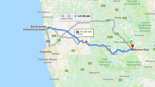 Privétransfer van luchthaven Colombo (CMB) naar Nuwara Eliya City