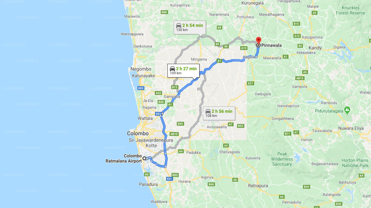 Ratmalana Airport (RML) to Pinnawala City Private Transfer