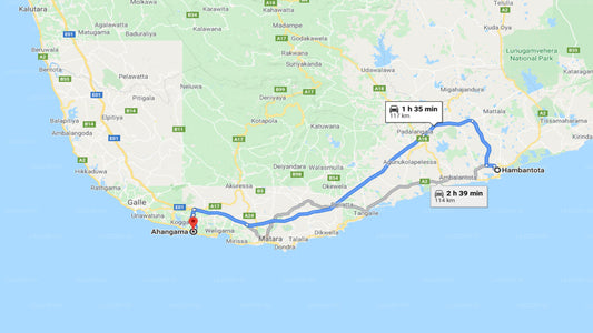 Privétransfer van Hambantota City naar Ahangama City