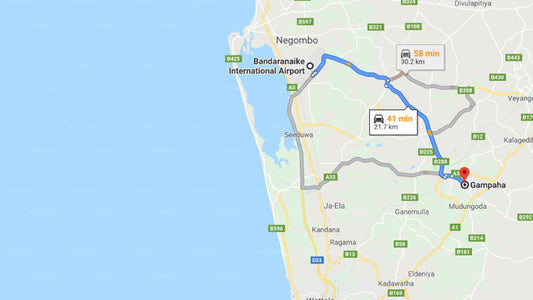 Transfer between Colombo Airport (CMB) and Wet Water Resort, Gampaha