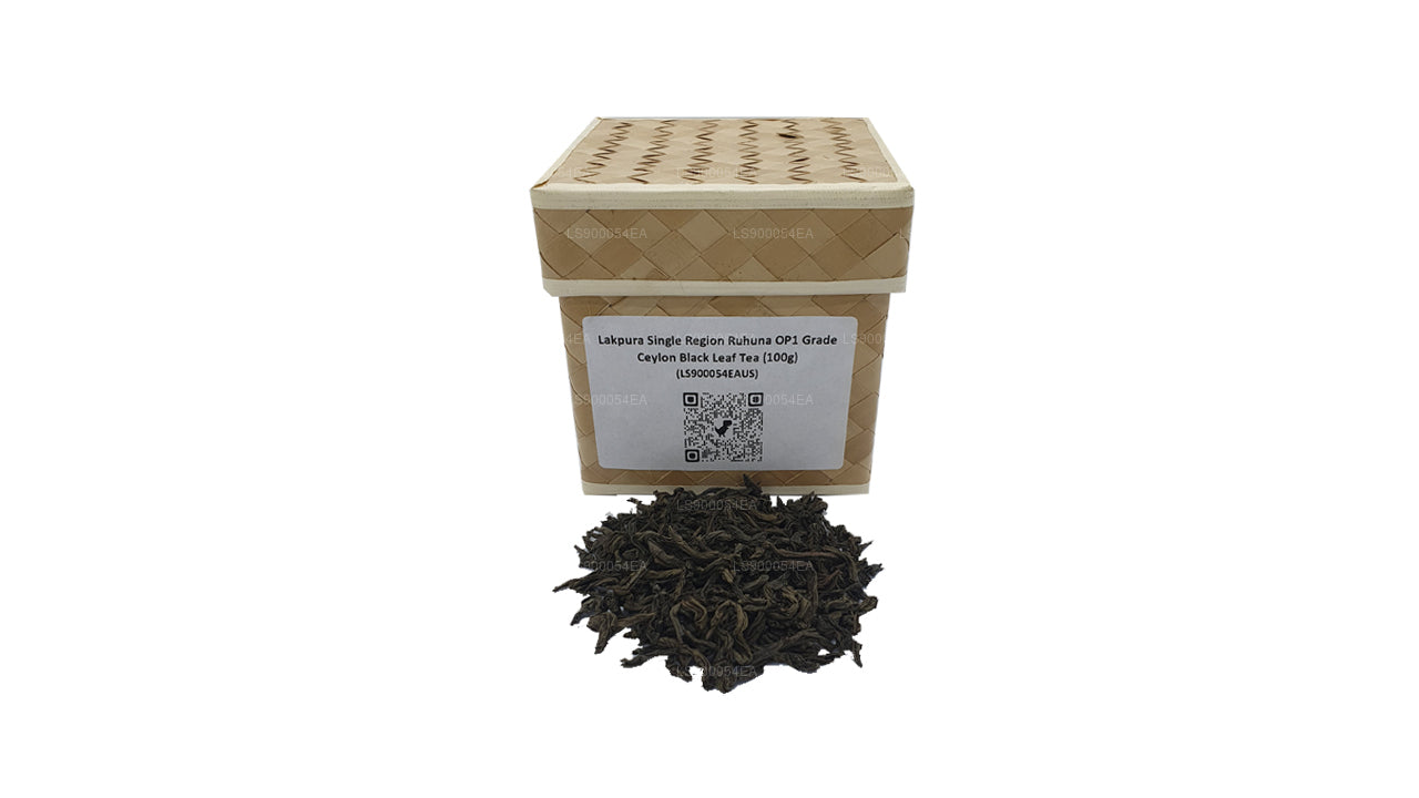 Lakpura Ruhuna OP1 Grade Ceylon Black Leaf-thee met één regio (100 g)