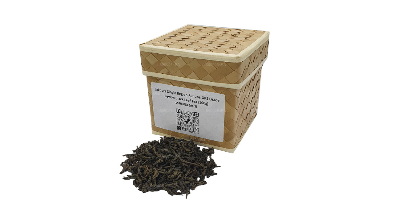 Lakpura Ruhuna OP1 Grade Ceylon Black Leaf-thee met één regio (100 g)