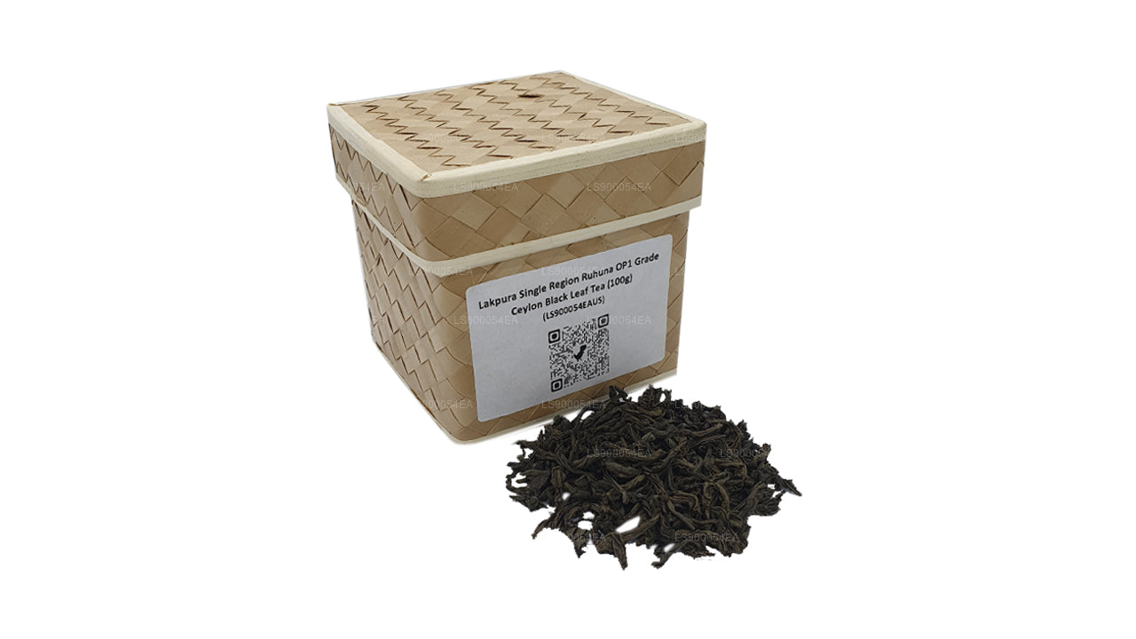 Lakpura Ruhuna OP1 Grade Ceylon Black Leaf-thee met één regio (100 g)