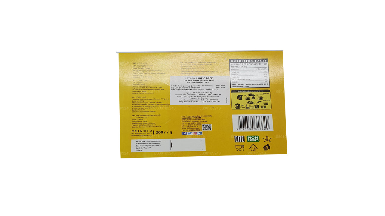 Hyson Ceylon Label BOPF (200 g) 100 theezakjes