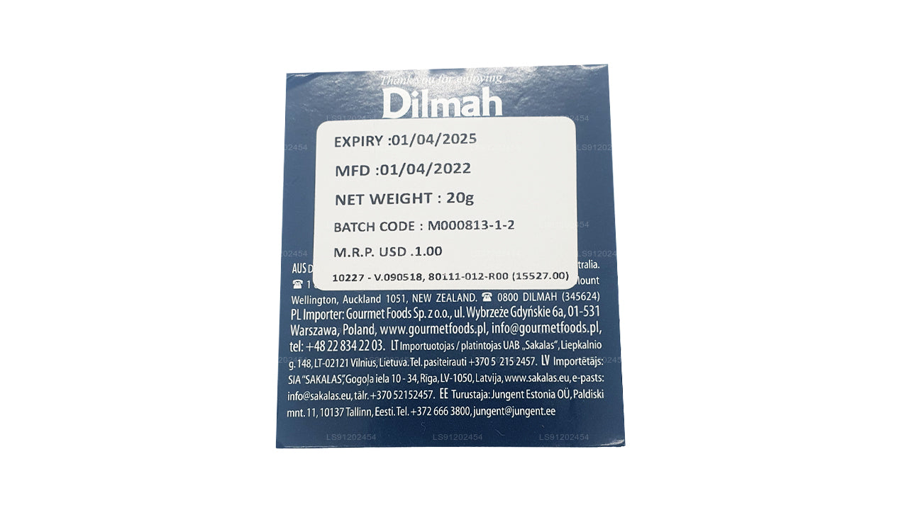 Dilmah Earl Grey Tea (20 g) 10 individueel in folie verpakte theezakjes